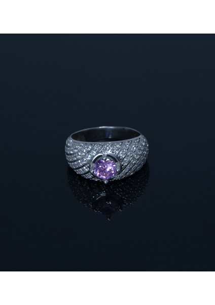 Yuvarlak Kesim Zirkon Taşlı 925 Ayar Gümüş Kadın Yüzüğü, Parmağa Göre Ayarlanır 5.40GR