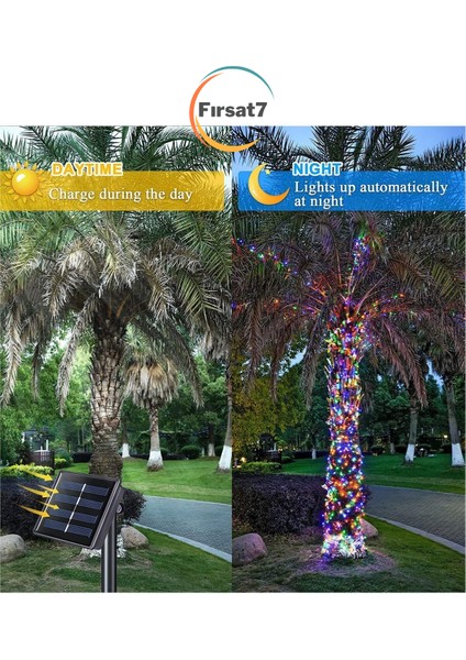 Solar 100 Ledli Rgb Işık 11 Metre Bahçe Aydınlatma Iç ve Dış Mekan Dekorasyon Güneş Enerjili LED modelleri