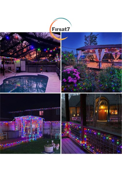 Solar 100 Ledli Rgb Işık 11 Metre Bahçe Aydınlatma Iç ve Dış Mekan Dekorasyon Güneş Enerjili LED