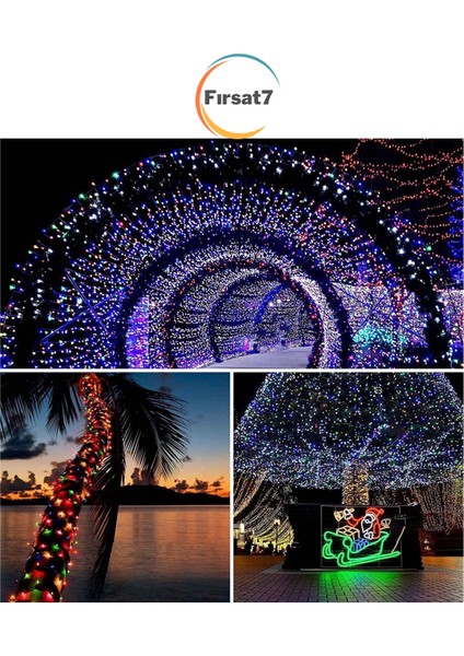Solar 100 Ledli Rgb Işık 11 Metre Bahçe Aydınlatma Iç ve Dış Mekan Dekorasyon Güneş Enerjili LED