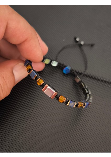Baltık Damla Kehribar-Küp Lapis Lazuli -Renkli Küp Hematit Doğaltaş Bileklik Takı Aksesuar Erkek Bileklik fiyatları