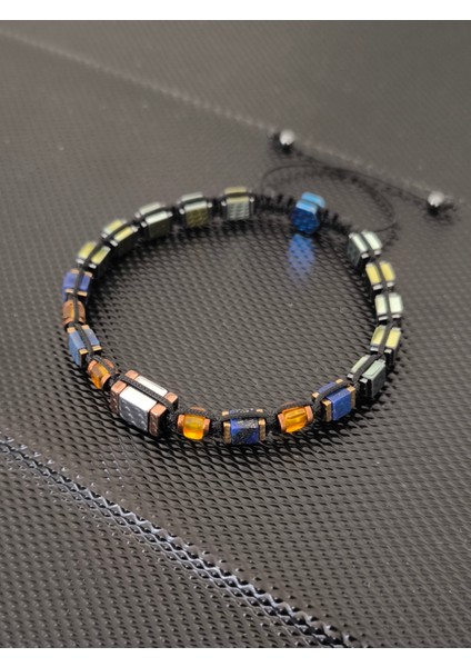 Baltık Damla Kehribar-Küp Lapis Lazuli -Renkli Küp Hematit Doğaltaş Bileklik Takı Aksesuar Erkek Bileklik fırsatları