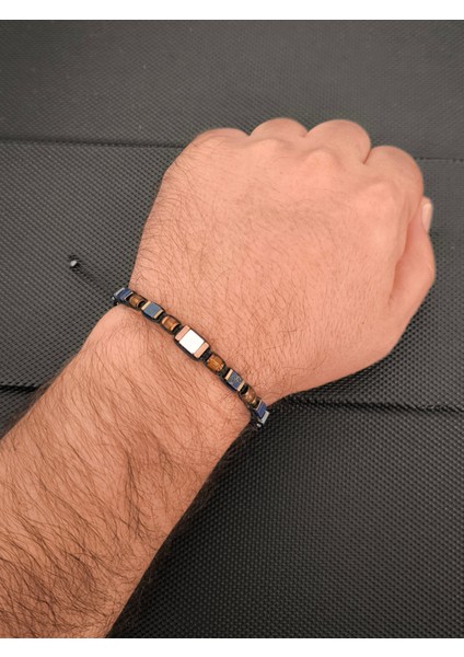Baltık Damla Kehribar-Küp Lapis Lazuli -Renkli Küp Hematit Doğaltaş Bileklik Takı Aksesuar Erkek Bileklik indirimleri