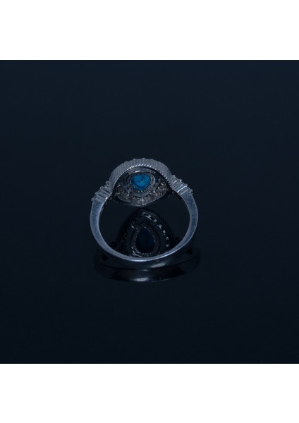 925 Ayar Saf Gümüş Turkuaz Taşlı Halo Yüzük Parmağa Göre Ayarlanır 3.44 gr fırsatları