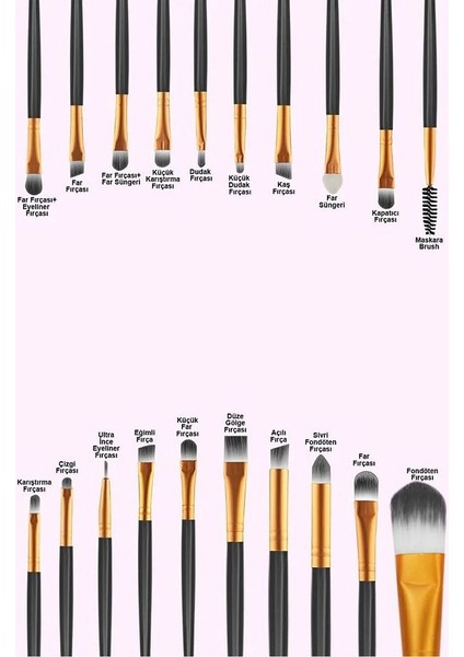 Ake Up Için 20'li Profesyonel Yumuşak Makyaj Fırça Seti Siyah Renk Sevgiliye Hediye Kadına Özel