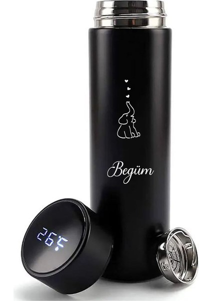 Kişiye Özel 500ML Dijital Göstergeli 304 Çelik Fil Baskılı Akıllı Termos - Isı Korumalı Şişe fiyatları