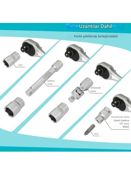 108 Parçalı Soket Takımı, 1/2" ve 1/4" Ters Çevrilebilir Cırcır, Uzatmalar, Uçlar, Soketler, Krom Vanadyum Çelik, Araba Tamiri Için Kutu Dahil indirimleri