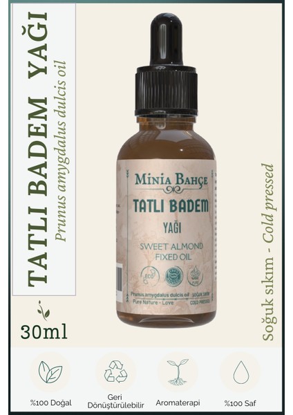 Tatlı Badem Yağı , %100 Saf, 30ml.