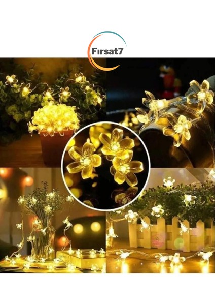 7metre 30 LED Çiçek Solar Lamba Güneş Enerjili Sarı Işık Iç ve Dış Mekan Bahçe Aydınlatma Solar LED fiyatları