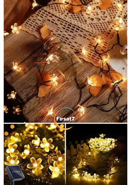 7metre 30 LED Çiçek Solar Lamba Güneş Enerjili Sarı Işık Iç ve Dış Mekan Bahçe Aydınlatma Solar LED modelleri