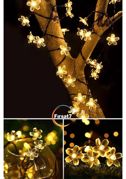 7metre 30 LED Çiçek Solar Lamba Güneş Enerjili Sarı Işık Iç ve Dış Mekan Bahçe Aydınlatma Solar LED fırsatları