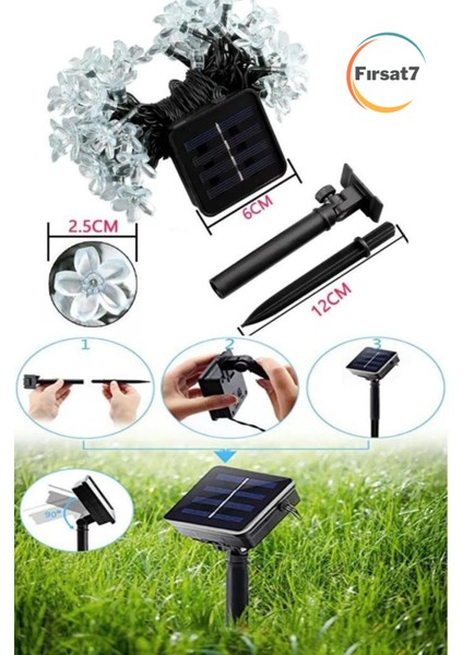 7metre 30 LED Çiçek Solar Lamba Güneş Enerjili Sarı Işık Iç ve Dış Mekan Bahçe Aydınlatma Solar LED