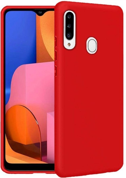 Samsung Galaxy A20S İçi Kadife Silikon Kılıf Kırmızı