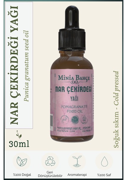 Minia Bahçe Nar Çekirdegi Yağı, %100 saf, 30 ml