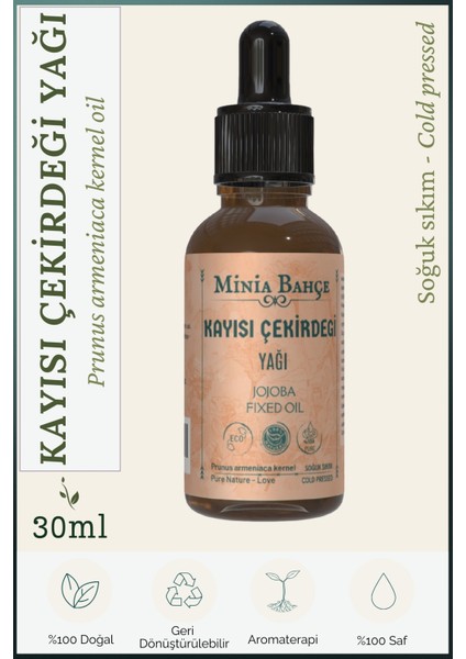 Minia Bahçe Kayısı Çekirdeği Yağı, %100 saf, 30 ml