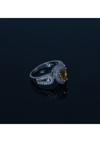 Su Damlası Desenli Sarı Zirkon Taşlı 925 Ayar Gümüş Kadın Yüzük Parmağa Göre Ayarlanır 4.47 gr fiyatları