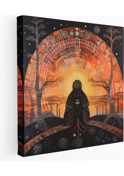 Atalar Ruhlarının Bilgeliği Kanvas Tablo - Aborijin Ev Dekorasyonu Duvar Sanatı