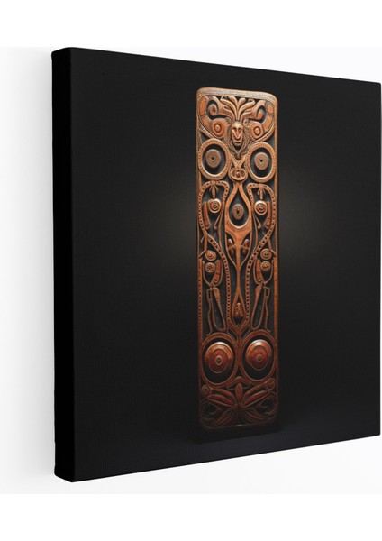Geleneksel Aborjin Ahşap Oyma Kanvas Tablo - Atalık Ruhlar Duvar Sanatı - Aborjin Toprağın Tonları Duvar Dekorasyonu