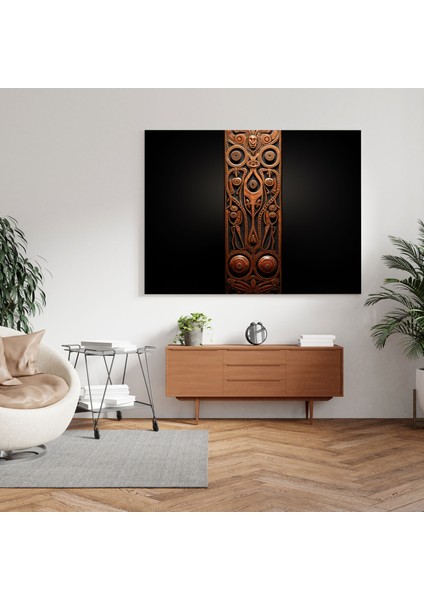 Geleneksel Aborjin Ahşap Oyma Kanvas Tablo - Atalık Ruhlar Duvar Sanatı - Aborjin Toprağın Tonları Duvar Dekorasyonu modelleri