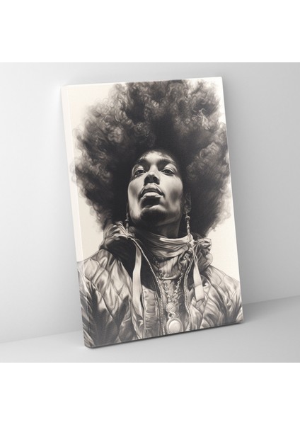 Afro Adam Kanvas Tablo - Afro Bireysellik Karakalem Çizim