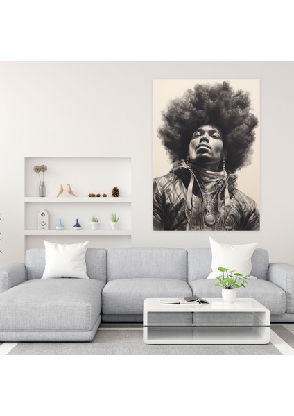 Afro Adam Kanvas Tablo - Afro Bireysellik Karakalem Çizim modelleri