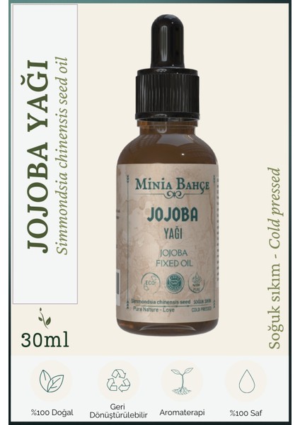 Minia Bahçe Jojoba Yağı, %100 saf, 30ml
