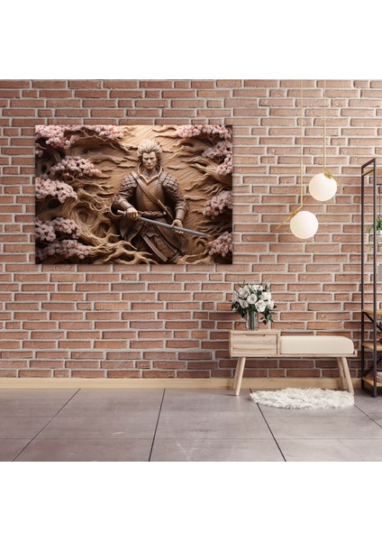 Eski Silahlar Kanvas Tablo - Samurai Savaşçısı ve Katana - Duvar Dekorasyonu Kiraz Çiçeği Ağaçları Duvar Sanatı fiyatları