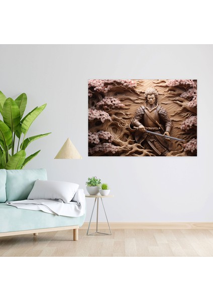 Eski Silahlar Kanvas Tablo - Samurai Savaşçısı ve Katana - Duvar Dekorasyonu Kiraz Çiçeği Ağaçları Duvar Sanatı modelleri