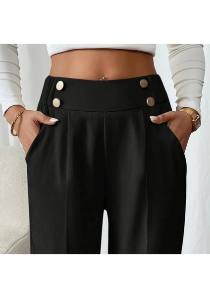 Kadın Beli Lastikli Düğmeli Ithal Krep Pantolon fiyatları