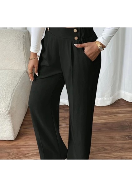 Kadın Beli Lastikli Düğmeli Ithal Krep Pantolon fırsatları