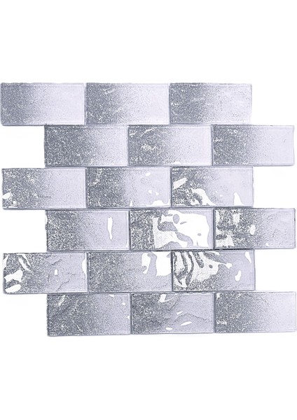 Mutfak Tezgah Arası ve Iç Mekan Kaplama ve Dekorasyon Uygulamalarında Tüm Yüzeyler Için, 48X98MM. Beyaz-Gümüş Sim Efekti. 30X30CM. Fileli Kristal Mozaik.