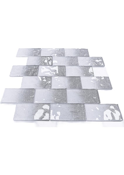 Mutfak Tezgah Arası ve Iç Mekan Kaplama ve Dekorasyon Uygulamalarında Tüm Yüzeyler Için, 48X98MM. Beyaz-Gümüş Sim Efekti. 30X30CM. Fileli Kristal Mozaik. indirimleri