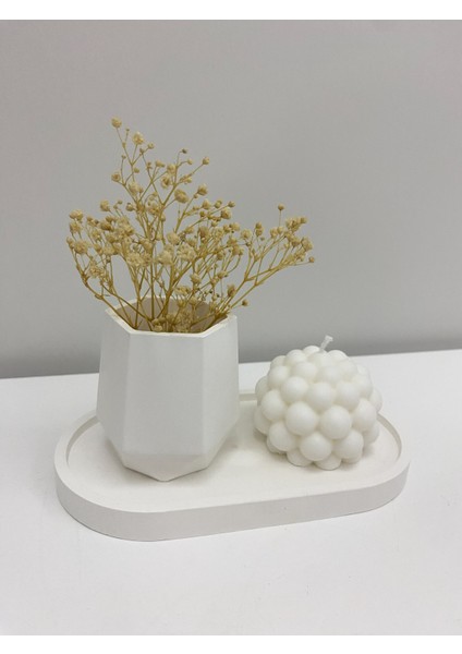 Mini Vazo - Bubble Mum ve Dekoratif Tabak 3lü Set