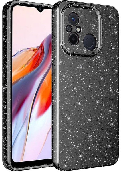 Xiaomi Redmi 12C Kılıf Kamera Korumalı Simli Lüks Esnek Slikon Kotno Kapak