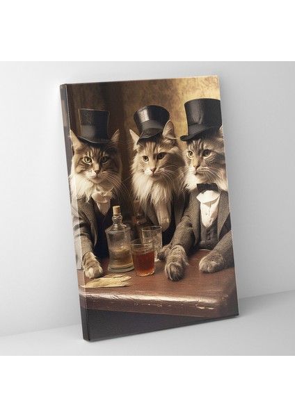 Hayvanlar Insan Gibi Giyinmiş Kanvas Tablo - Hayvanlar Insan Gibi Giyinmiş Duvar Dekorasyonu Hayvan Barı