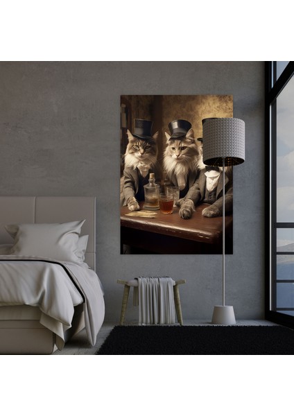 Hayvanlar Insan Gibi Giyinmiş Kanvas Tablo - Hayvanlar Insan Gibi Giyinmiş Duvar Dekorasyonu Hayvan Barı fiyatları