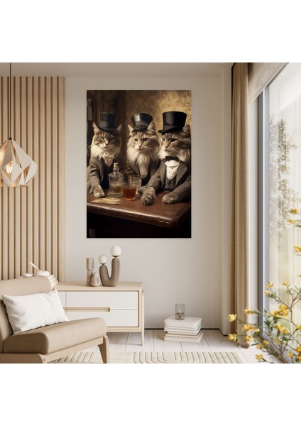 Hayvanlar Insan Gibi Giyinmiş Kanvas Tablo - Hayvanlar Insan Gibi Giyinmiş Duvar Dekorasyonu Hayvan Barı modelleri