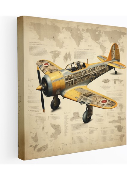 Vintage Uçak Koleksiyonu Kanvas Tablo - Uçak Duvar Dekorasyonu Koleksiyon Sanatı Kanvas Tablo Sanatı