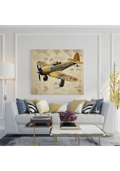 Vintage Uçak Koleksiyonu Kanvas Tablo - Uçak Duvar Dekorasyonu Koleksiyon Sanatı Kanvas Tablo Sanatı modelleri