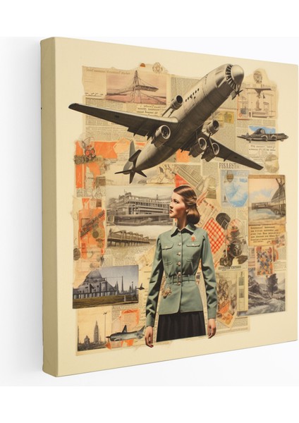 Capcanlı Uçak Kanvas Tablo - Vintage Koleksiyon - Duvar Dekorasyonu - Uçak Duvar Sanatı Kanvas Tablo Capcanlı