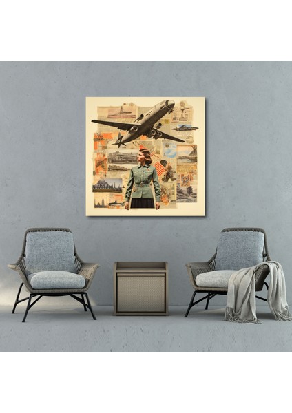 Capcanlı Uçak Kanvas Tablo - Vintage Koleksiyon - Duvar Dekorasyonu - Uçak Duvar Sanatı Kanvas Tablo Capcanlı modelleri