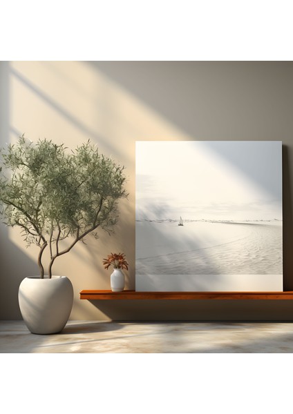 Panoramik Plaj Duvar Sanatı - Plaj Ev Dekorasyonu Kanvas Tablo Sanatı Minimalist Çizgi Çizimi modelleri