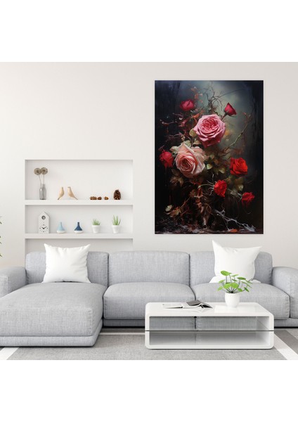 Gerçekçi Kanayan Gül Kanvas Tablo - Kanayan Çiçekler Çiçekler Duvar Dekorasyonu Kanayan Gül modelleri
