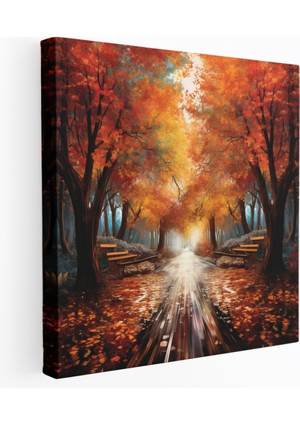Sonbahar Yolu Dijital Baskı - Sonbahar Duvar Sanatı Yol Ev Dekorasyonu