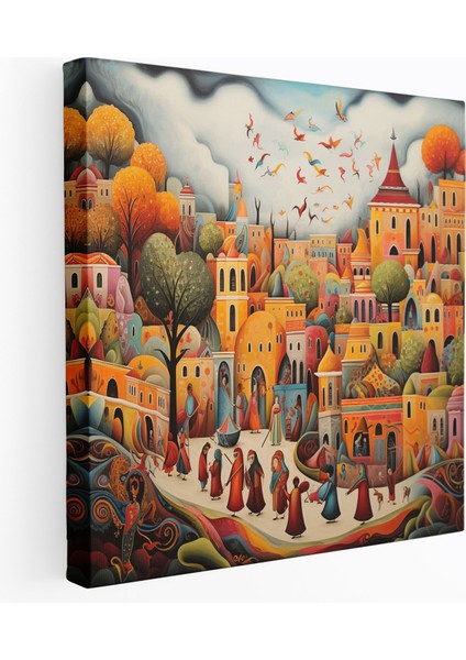 Anadolu Sanat Tablosu - Anadolu Geleneğinin Soyut Temsili Kanvas Tablo - Anadolu Kanvas Tablo Soyut Temsil Sanat Tablosu