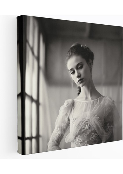 Vintage Esintili Balerin Kanvas Tablo - Balerin Duvar Sanatı Duvar Dekorasyonu