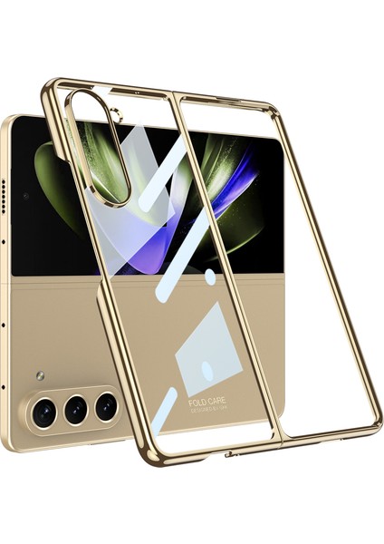 Galaxy Z Fold 5 Kılıf Lüks Full Camlı Kıpta Kapak
