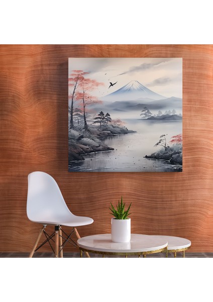 Geleneksel Japon Mürekkep Tablosu - Dağ Fuji Manzaralı Kanvas Tablo Sanatı fiyatları