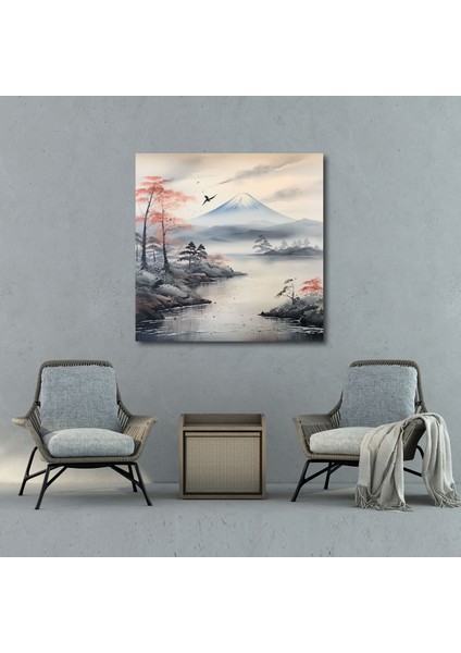 Geleneksel Japon Mürekkep Tablosu - Dağ Fuji Manzaralı Kanvas Tablo Sanatı modelleri