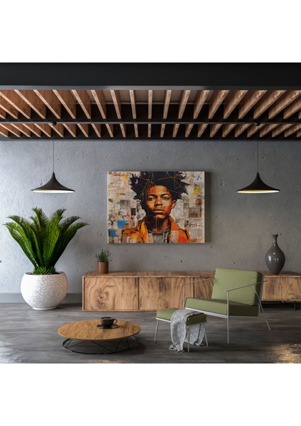 Basquiat Kanvas Tablo - Çizgi Kolajı - Ev Dekorasyonu Kolaj Bilinç Akışı modelleri